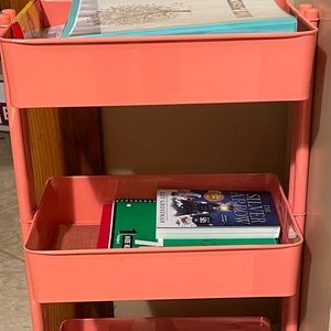 *Reserved for Lauren* Coral roll cart with wheels